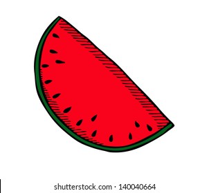 Watermelon slice. Hand-drawn illustration.