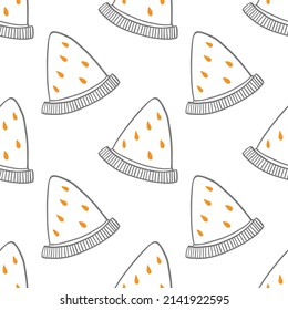 Watermelon slice. Hand-drawn ink doodle style.
Seamless pattern with fruits.