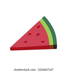 Recorte de sandía como refrigerio saludable después de la comida ilustración vectorial. Dibujo de caricatura de fruta para el almuerzo en la escuela o la oficina con fondo blanco. Descanso de almuerzo, comida orgánica, concepto de dieta