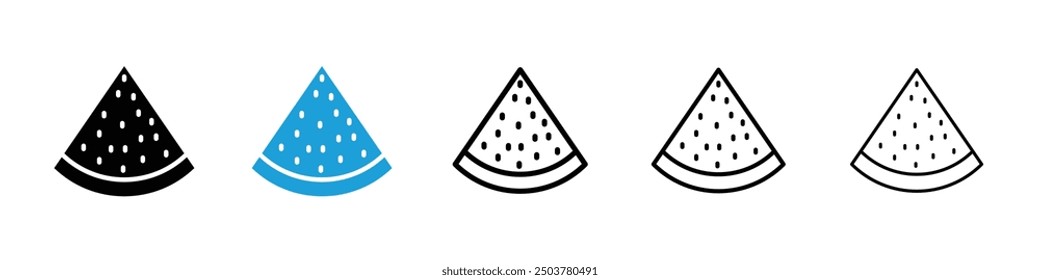 Watermelon slice icon in black and blue colors