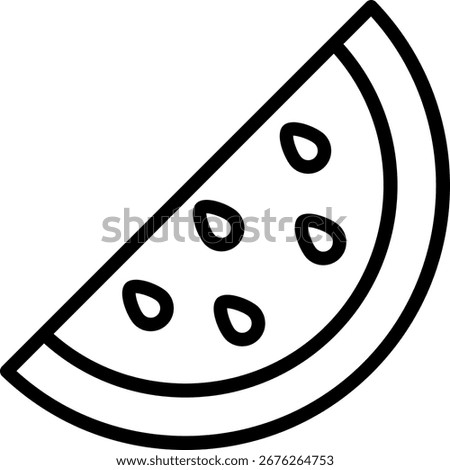 Watermelon Slice icon, Black And White Outline Icon Symbol