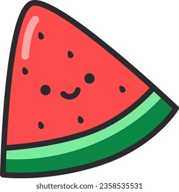 Watermelon slice icon in flat style. Vector illustration on white isolated background.