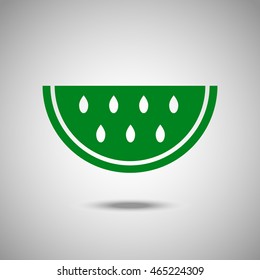 Watermelon slice icon. Flat style. Grey background. Vector illustration.