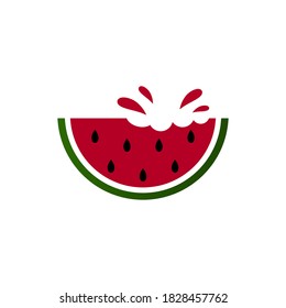 Watermelon slice icon, fresh fruit, healthy organic, natural food. Vector illustration isolated.