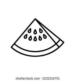 Icono de la tajada de sandía para fruta con semillas en forma de contorno negro