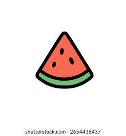 Watermelon Slice Icon Isolated on White Background Summer Fruit Sweet Treat