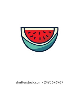 Watermelon slice icon, logo vector design illustration. 