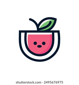 Watermelon slice icon, logo vector design illustration. 