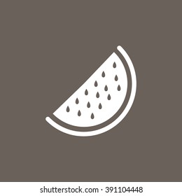  Watermelon Slice Icon on Dark Gray Color. Eps-10.