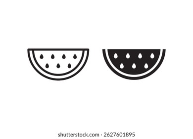 Watermelon slice icon outline and solid Vector