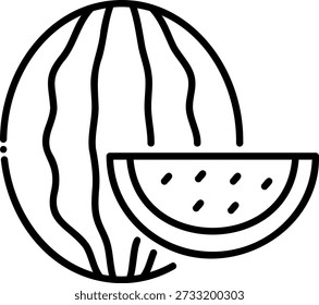 Watermelon Slice Icon in Outline Style