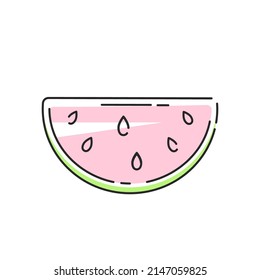 Icono de la tajada de sandía. Pixel perfecto. Silueta de fruta de contorno vectorial. Arte de línea simple verano gráfico moderno para diseño web, aplicación móvil, concepto de logotipo.