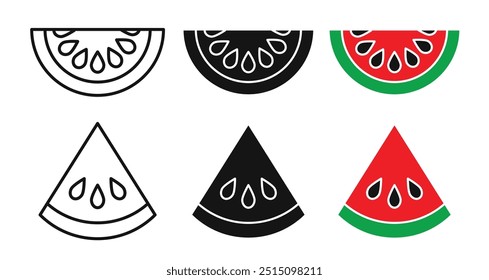 Watermelon slice icon, ripe melon symbol set on white background, vector illustration