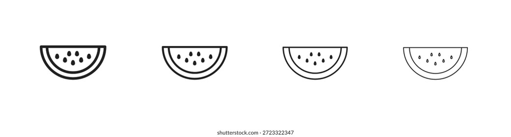 Watermelon slice icon set, Illustration, Black