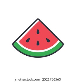 Watermelon slice icon. Simple, flat-style icon of a watermelon slice. Perfect for summer designs.