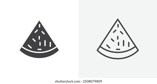 Watermelon slice icon in solid and outlined style