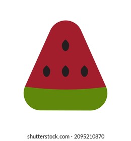 Watermelon slice icon. Summer season. Green and red. Cartoon design. Flat icon. Vector illustration. Stock image. EPS 10.