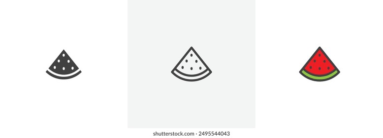 Watermelon slice icon symbol collection on white background.