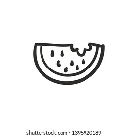 Watermelon slice icon vector. Watermelon symbol. Linear style sign for mobile concept and web design. Watermelon slice symbol illustration. Pixel vector graphics - Vector.
