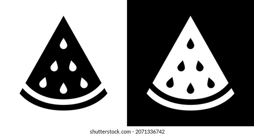 Watermelon Slice. Icon in White and Black Version.