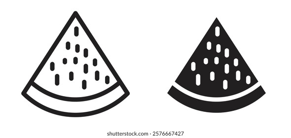 Watermelon slice icons in outline and stroke versions