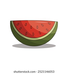 Watermelon Slice Illustration Design, Vector Fruit Icon
