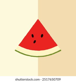 watermelon slice illustration, flat design, cartoon