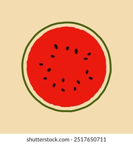 watermelon slice illustration, flat design, cartoon