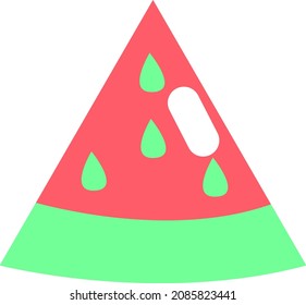 Watermelon slice, illustration, vector, on a white background.