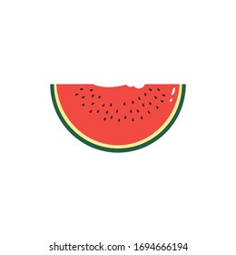 Wassermelonscheibe einzeln auf weißem Hintergrund. Flache Vektorillustration.