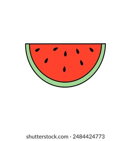  watermelon slice isolated on a transparent background. Watermelon icon. Vector illustration]]] , cartoon style , doodle , clipart