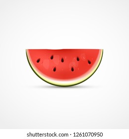 Watermelon slice isolated on white. Red watermelon icon. Vector