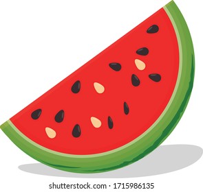 watermelon slice isolated on white background. Vector illustration
