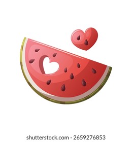 Watermelon slice isolated on white. Vector illustration
