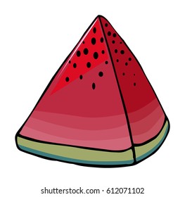 watermelon slice, isolated on white, vector illustration