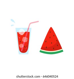 Watermelon slice and watermelon juice.
