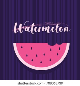 Watermelon slice. Layout design of greeting card, cover, banner, poster. Vector illustration.