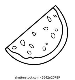 Watermelon slice line art Isolated on a white background