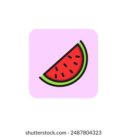 Watermelon slice line icon. Dessert, summer, refreshment. Berry concept. Vector illustration can be used for topics like freshness, season, health