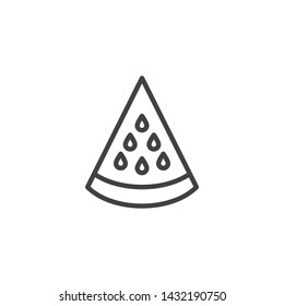 Watermelon slice line icon. linear style sign for mobile concept and web design. Summer fruit, watermelon outline vector icon. Symbol, logo illustration. Vector graphics