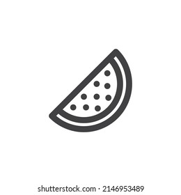 Icono de línea de corte de sandía. signo de estilo lineal para concepto móvil y diseño web. Icono vector de contorno de sandía. Símbolo, ilustración del logotipo. Gráficos vectoriales