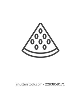 Watermelon slice line icon. linear style sign for mobile concept and web design. Triangle watermelon outline vector icon. Symbol, logo illustration. Vector graphics