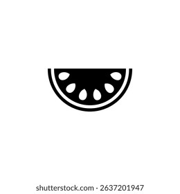 Watermelon slice in minimalistic black and white design showcasing seeds and shape