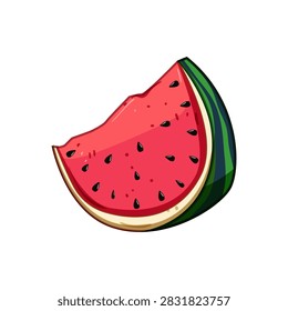 Watermelon slice offers a refreshing summer fruit option, featuring vibrant red pulp and visible black seeds, symbolizing healthy eating and natural sweetness