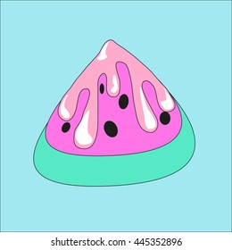 Watermelon slice on blue background