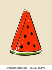 Watermelon slice on a light background vector illustration