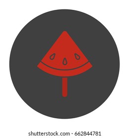 Watermelon slice on stick glyph color icon. Silhouette symbol on black background. Negative space. Vector illustration