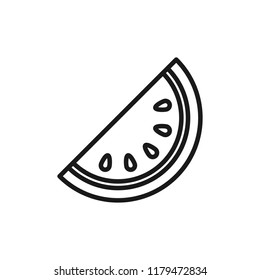 Watermelon slice on stick linear icon. Thin line illustration. Contour symbol. Vector isolated outline drawing