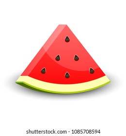 Watermelon slice on a white background.