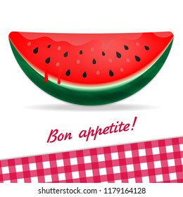 Watermelon slice on white background.